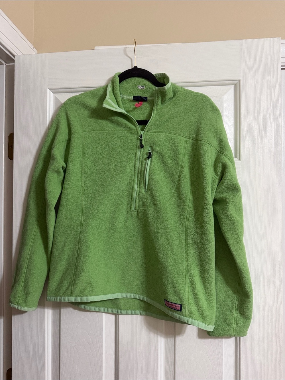 Vineyard Vines Green Women's Quarter Zip Fleece Long Sleeve Pullover Size Medium